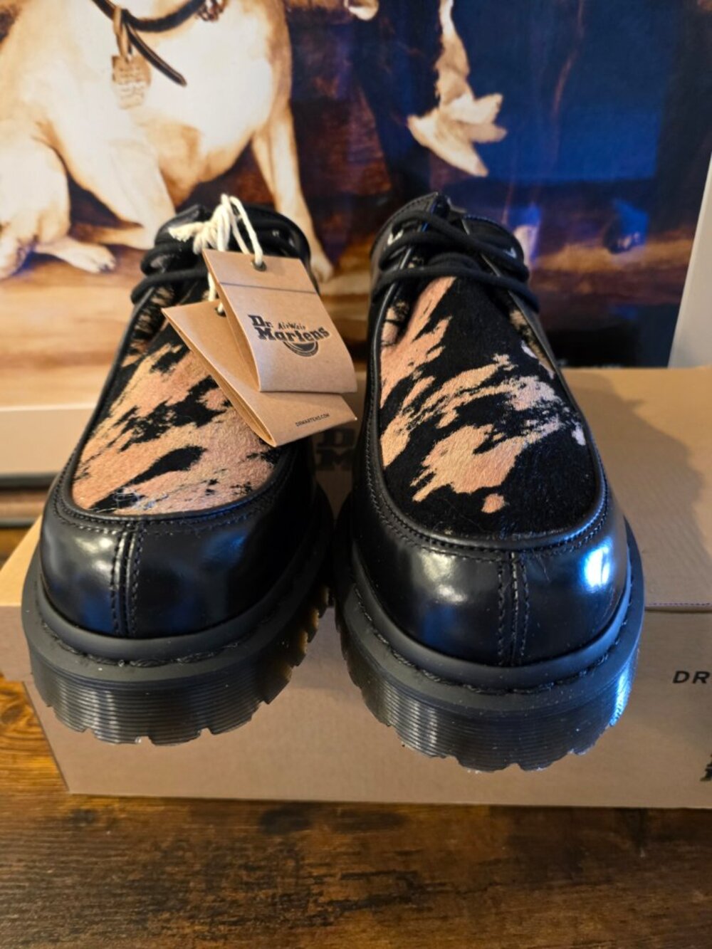 Dr. Martens Zeffir 3I Bex Buttero Hair On Black Leather Shoes Men's Sz 12 US NEW - Picture 5 of 14